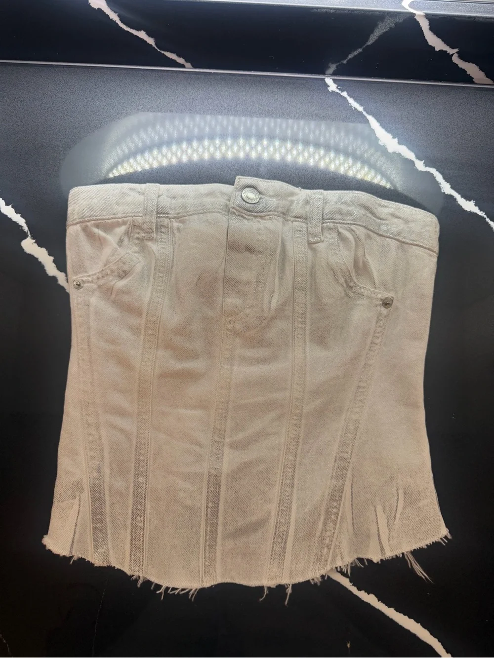 Zara Beige Strapless Denim Corset Skirt